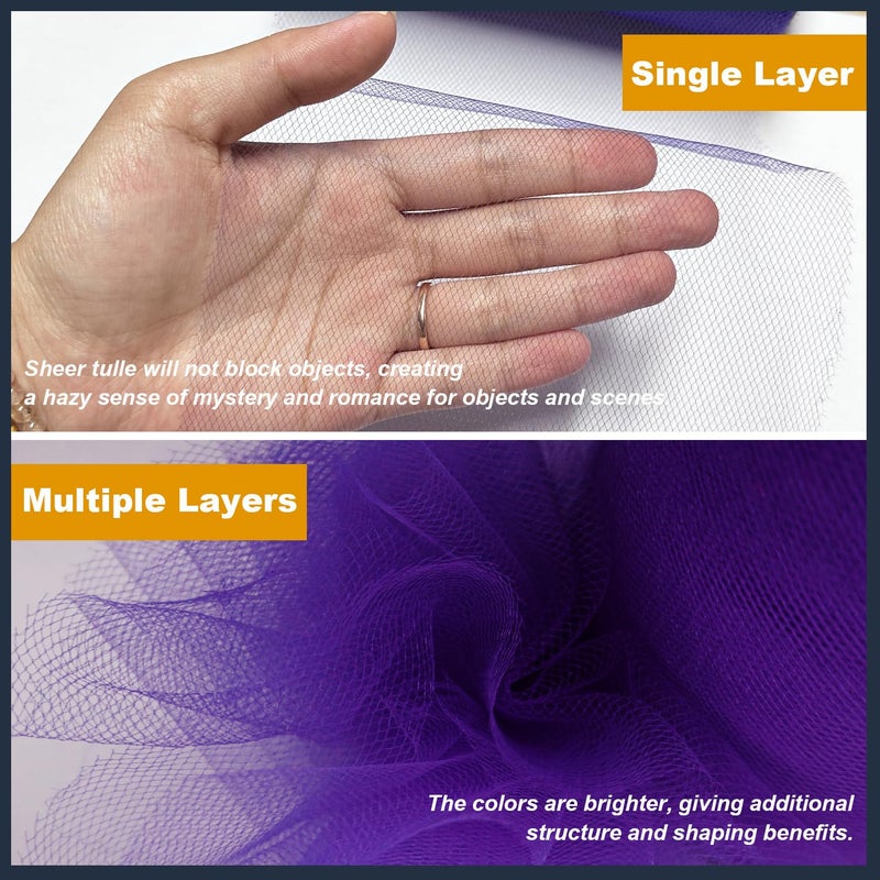 Ableme Deco Tulle Fabric Roll 6 Inch by 100 Yards (300 ft) Tulle Ribbon Sheer Mesh Netting for DIY Tutu Skirt Gift Wrapping Wedding Baby Shower Birthday Halloween Party Decorations Crafts, 34 Colors (Purple) - Image 4